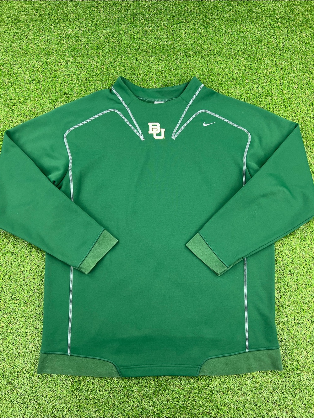Vintage Nike Therma Fit Baylor Team Athletic Green Pullover Sweater Men Sz XL